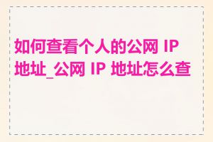 如何查看个人的公网 IP 地址_公网 IP 地址怎么查看