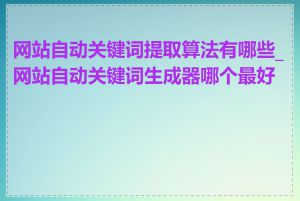 网站自动关键词提取算法有哪些_网站自动关键词生成器哪个最好用