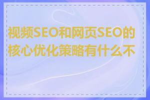 视频SEO和网页SEO的核心优化策略有什么不同