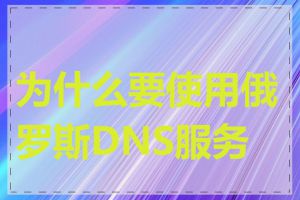 为什么要使用俄罗斯DNS服务器