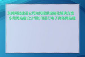 东莞网站建设公司如何提供定制化解决方案_东莞网站建设公司如何进行电子商务网站建设