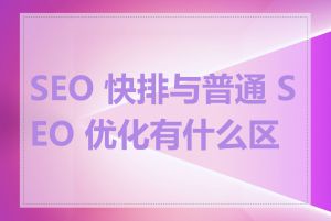 SEO 快排与普通 SEO 优化有什么区别