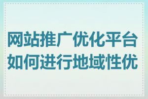 网站推广优化平台如何进行地域性优化