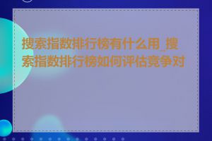 搜索指数排行榜有什么用_搜索指数排行榜如何评估竞争对手