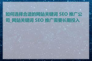 如何选择合适的网站关键词 SEO 推广公司_网站关键词 SEO 推广需要长期投入吗