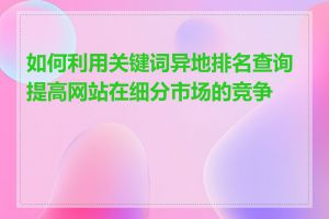 如何利用关键词异地排名查询提高网站在细分市场的竞争力