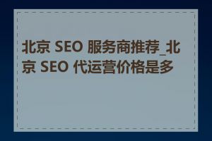 北京 SEO 服务商推荐_北京 SEO 代运营价格是多少