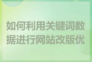 如何利用关键词数据进行网站改版优化