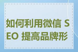 如何利用微信 SEO 提高品牌形象