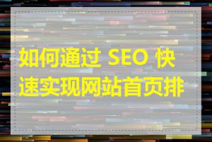 如何通过 SEO 快速实现网站首页排名