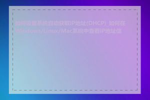 如何设置系统自动获取IP地址(DHCP)_如何在Windows/Linux/Mac系统中查看IP地址信息