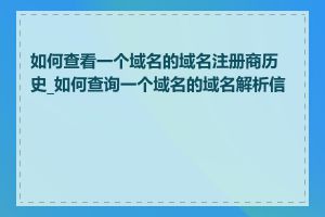 如何查看一个域名的域名注册商历史_如何查询一个域名的域名解析信息