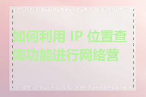 如何利用 IP 位置查询功能进行网络营销