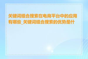 关键词组合搜索在电商平台中的应用有哪些_关键词组合搜索的优势是什么