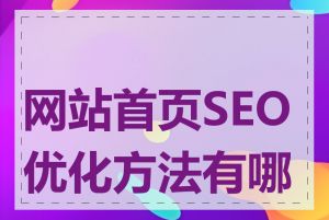 网站首页SEO优化方法有哪些