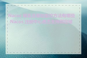 Nacos 域名注册的监控方法有哪些_Nacos 注册中心是否支持绑定域名