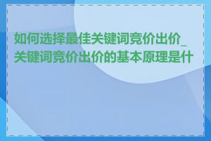 如何选择最佳关键词竞价出价_关键词竞价出价的基本原理是什么