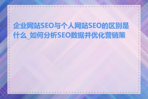 企业网站SEO与个人网站SEO的区别是什么_如何分析SEO数据并优化营销策略