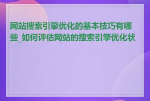 网站搜索引擎优化的基本技巧有哪些_如何评估网站的搜索引擎优化状况