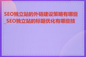 SEO独立站的外链建设策略有哪些_SEO独立站的标题优化有哪些技巧