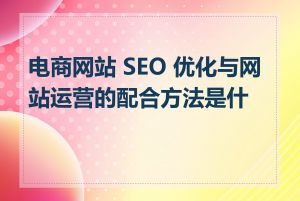 电商网站 SEO 优化与网站运营的配合方法是什么