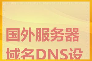 国外服务器域名DNS设置