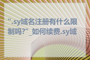 ".sy域名注册有什么限制吗?"_如何续费.sy域名