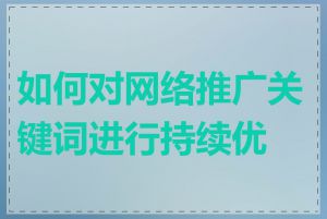 如何对网络推广关键词进行持续优化