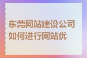 东莞网站建设公司如何进行网站优化