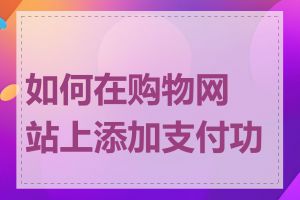 如何在购物网站上添加支付功能