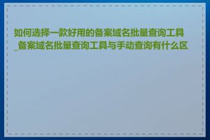 如何选择一款好用的备案域名批量查询工具_备案域名批量查询工具与手动查询有什么区别