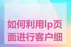 如何利用lp页面进行客户细分