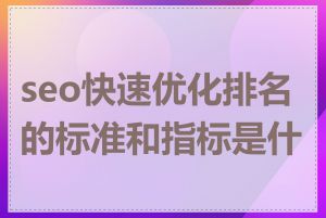 seo快速优化排名的标准和指标是什么