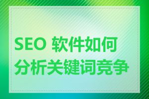 SEO 软件如何分析关键词竞争度