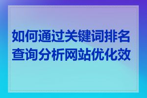 如何通过关键词排名查询分析网站优化效果