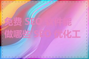 免费 SEO 软件能做哪些 SEO 优化工作