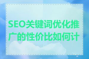 SEO关键词优化推广的性价比如何计算