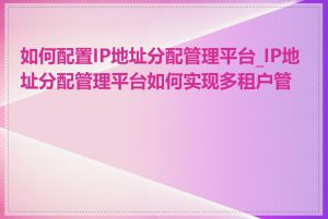 如何配置IP地址分配管理平台_IP地址分配管理平台如何实现多租户管理