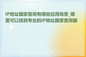 IP地址国家查询有哪些应用场景_哪里可以找到专业的IP地址国家查询服务