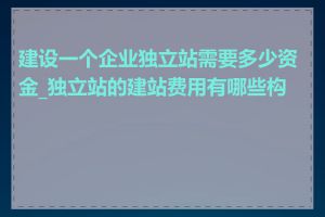 建设一个企业独立站需要多少资金_独立站的建站费用有哪些构成