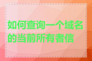 如何查询一个域名的当前所有者信息