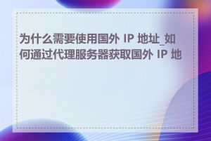 为什么需要使用国外 IP 地址_如何通过代理服务器获取国外 IP 地址