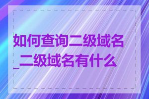 如何查询二级域名_二级域名有什么用