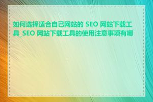 如何选择适合自己网站的 SEO 网站下载工具_SEO 网站下载工具的使用注意事项有哪些