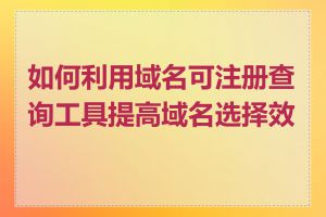 如何利用域名可注册查询工具提高域名选择效率