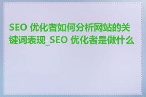 SEO 优化者如何分析网站的关键词表现_SEO 优化者是做什么的