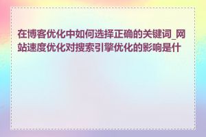 在博客优化中如何选择正确的关键词_网站速度优化对搜索引擎优化的影响是什么