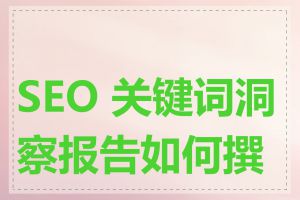 SEO 关键词洞察报告如何撰写