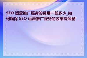 SEO 运营推广服务的费用一般多少_如何确保 SEO 运营推广服务的效果持续稳定