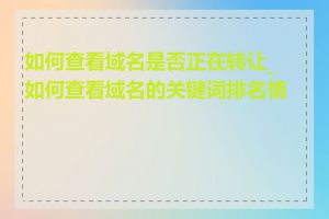 如何查看域名是否正在转让_如何查看域名的关键词排名情况